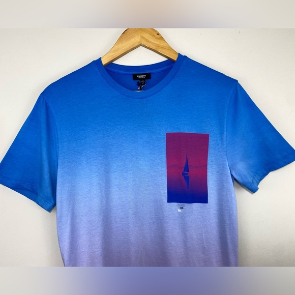 Express Dip Dye Sailing Graphic Perfect Pima Cotton T-Shirt NWT - Picture 5 of 7